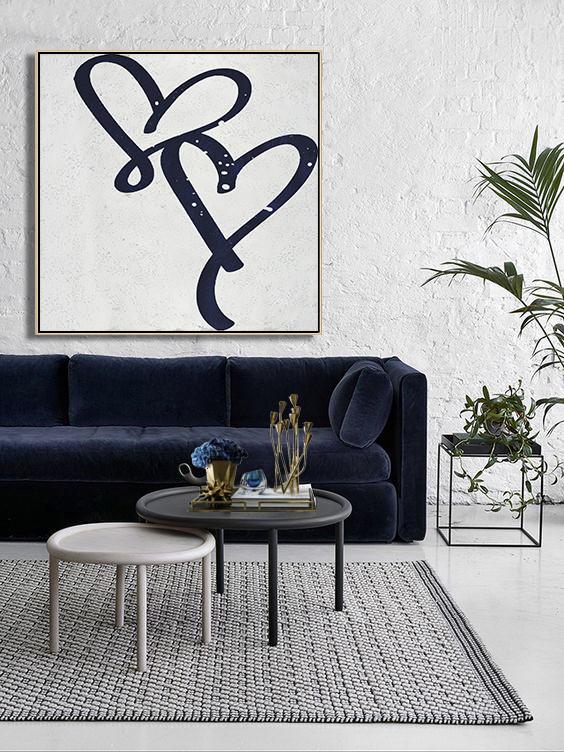 Navy Blue Minimalist Painting #NV199A - Click Image to Close